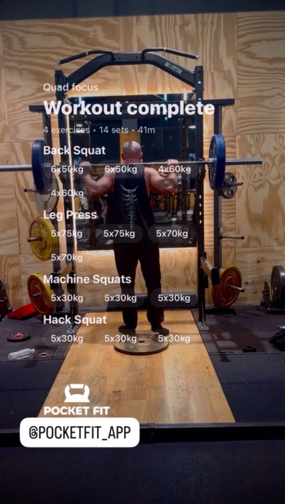 Pocket Fit workout complete share - Quad focus session